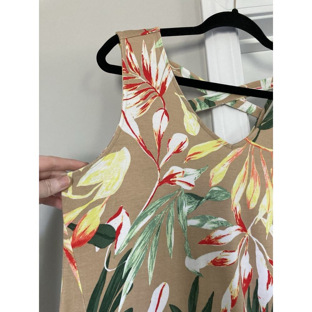 Style & Co Hawaiian Floral Swing Dress Size Large Sleeveless Tropical Cruise - Picture 2 of 7